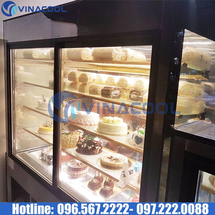 tủ trưng bày bánh kem nhập khẩu kính vuông vinacool